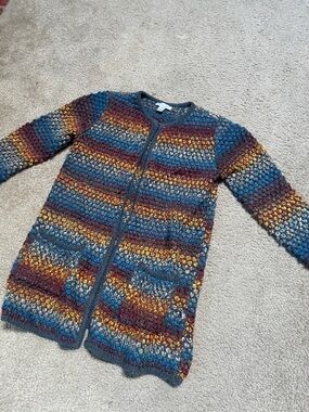 Christopher & Banks Multicolor Striped Cardigan in Blue, Rust & Mustard